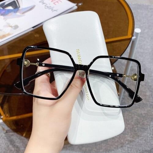 New art Retro Oversize Square frame brand design comfortable anti blue flat lens student glasses mens reading glasses eyewear