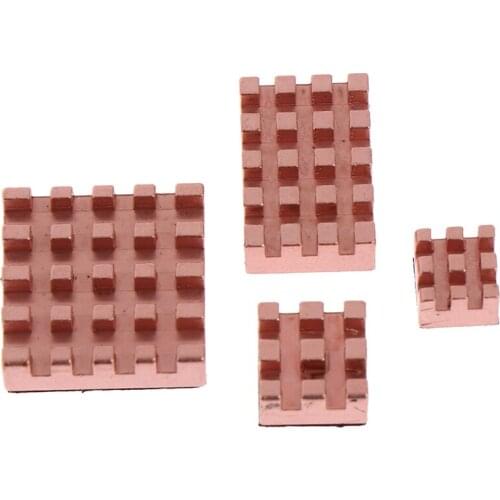 4pcs/set Passive Cooling Pad Radiator for Raspberry Pi 4B Metal Copper Heatsink