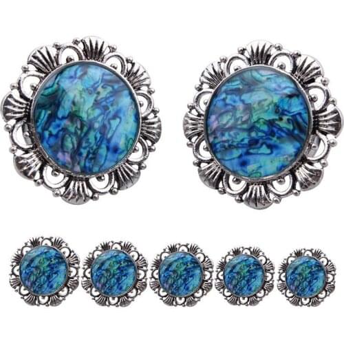 Queens Plugs Flesh Tunnel Ear Expanders Stainless Steel Blue Opal Filigree Ear Plugs Piercing Body Jewelry 1 Pair