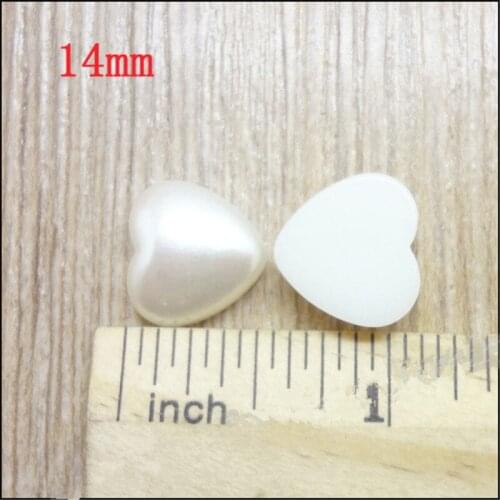 RongQing 100Pcs/lot Half Heart Imitation Pearls for Jewelry Making 14mm Pearls Accessories