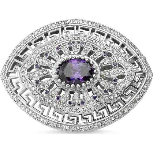 Silverlina Silver Zircon Stone Brooch