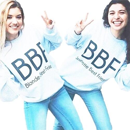 Gray Crewneck Blonde best friend Brunette Sweatshirt BFF Jumper Best Friend Gift Couples Matching Trendy Outfits Aesthetic Tops
