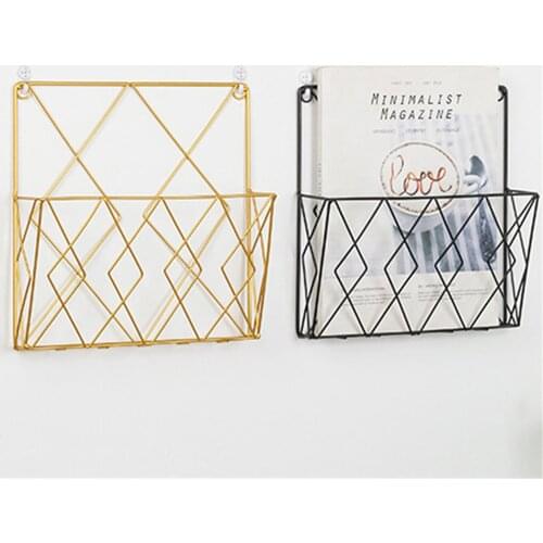Modern Creative Iron Wall Magazine Metal Wire Shelf Rack Decoration For Home Bedroom Books Room Magazine Books Display Racks