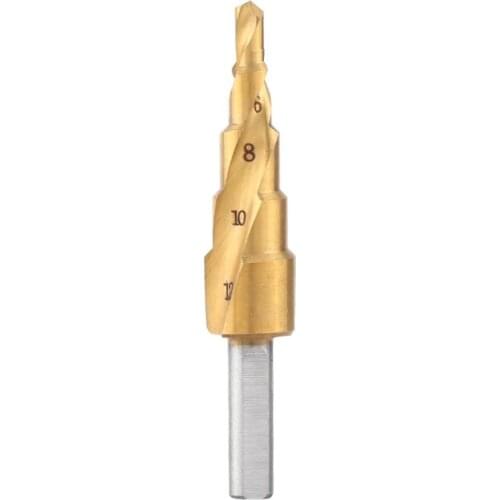HSS Step Drill Bit 4mm-12mm Spiral Flute Triangular Shank Drilling Tool