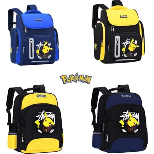 Pokemon Pikachu Elementary School Bag Cartoon Anime Backpack Boy Girl Space School Bag Reflective Waterproof Breathable Bag