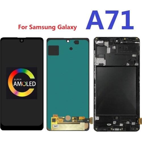 Super Amoled For Samsung Galaxy A71 SM-A715F SM-A715F/DS A715M Display LCD Touch Screen Digitizer Assembly Frame Replacement