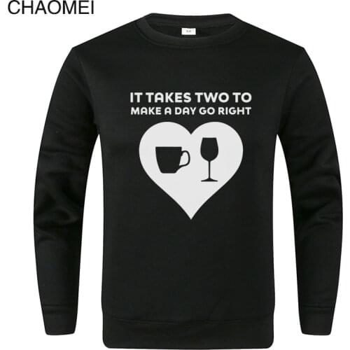 It Takes Two To Make a Day Go Right Sweatshirts Men Women 2019 Warm Fleece Sweatshirt Heart-shaped Print Pullovers Hoodie C20