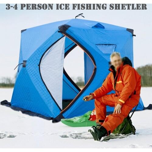 Three Layer Cotton Warm Winter Ice Fishing Tent 3-4 Person Outdoor Camping Tourist Tent for Winter Fishing палатка для рыбалки