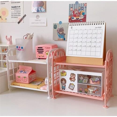 Japanese Desktop Shelf Cosmetics Jewelry Double Plastic Folding Storage Rack Student Dormitory Arrangement Rack 2021