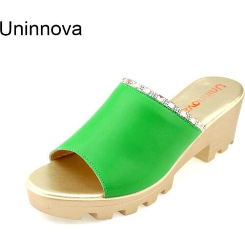 Womens Platform High Heel White Wine Black Green Outdoor Slipper Fashion Summer Comfortabel Shoes Uninnova WSL008