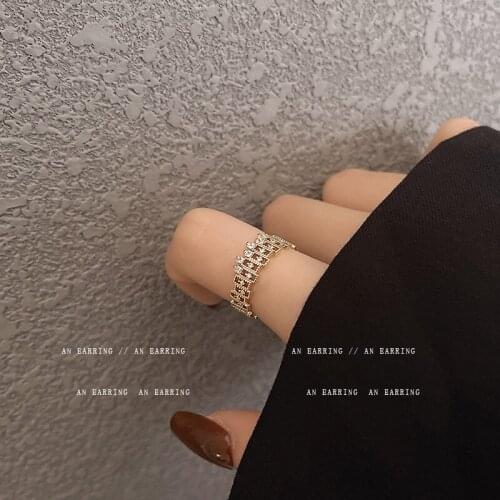 Micro-inlaid Zircon Hollow Mesh Ring Female Light Luxury Opening Adjustable Index Finger Rings for Women Fashionable Jewelry