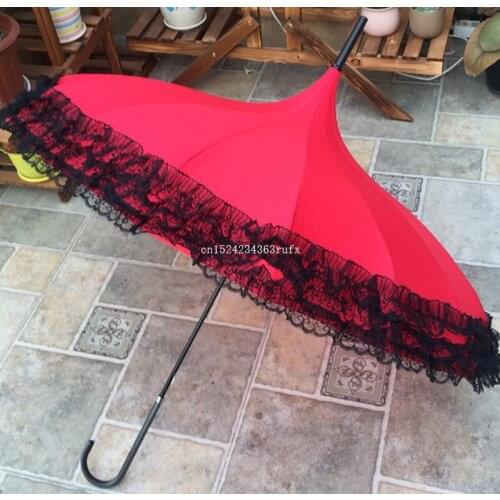 10pcs Lace Umbrellas Elegant Semi-automatic Lace Golf Umbrella Fancy sunny and rainy Pagoda Umbrellas Wholesale