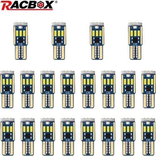 20Pcs T10 LED Car LED Bulbs 9-SMD Canbus 168 194 W5W 6000K 12V White Car Interior Dome Light Clearance Light Error Free
