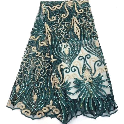 2021 Embroidered African Cord Laces Fabrics With Sequins High Quality Nigerian Bead Lace Fabric For France Lace Party CD32291