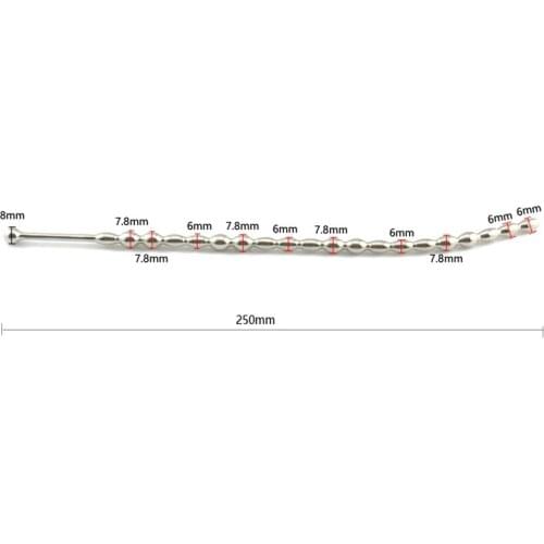 250mm long metal urethral dilators beaded sounding rods stainless steel urethral sound beads penis plugs sex toys for men