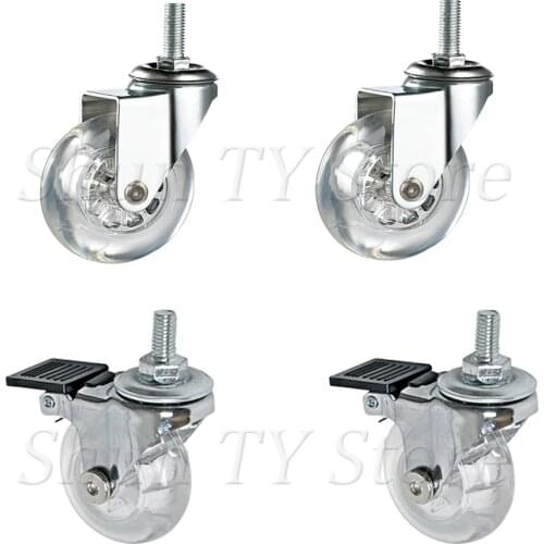 4 Pcs 360-Degree Rotating Screw Swivel Casters, Heavy-Duty Casters, No Noise, Transparent For Furniture And Cabinet Wheels