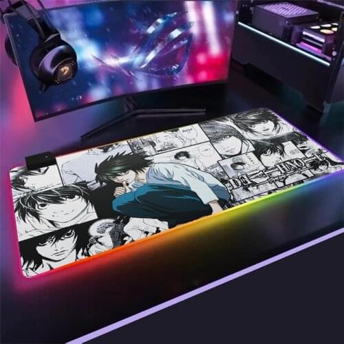 Anime Death Note Gaming RGB Mouse Pad Computer Mousepad RGB Backlit Mause Pad XXL Large Mousepad Desk Keyboard LED Mice Mat