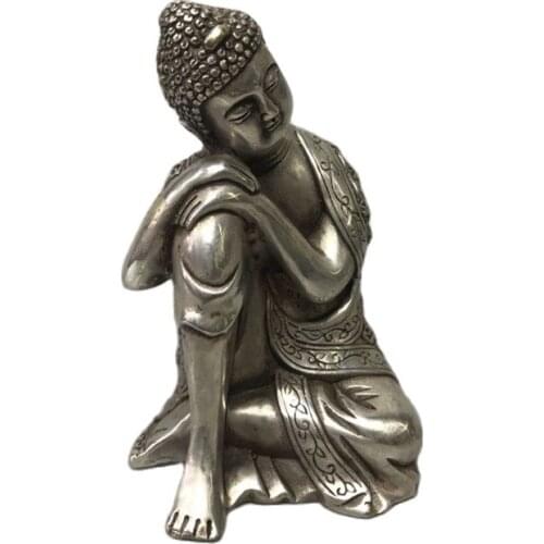 Antique bronzes, white copper Sleeping Buddha ornaments, ornaments and home decoration Collectibles