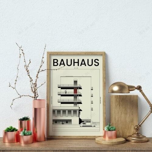 Bauhaus Building Poster Bauhaus Art Exhibition Print Architecture Exhibition Poster German Style of Architecture Walter Gropius