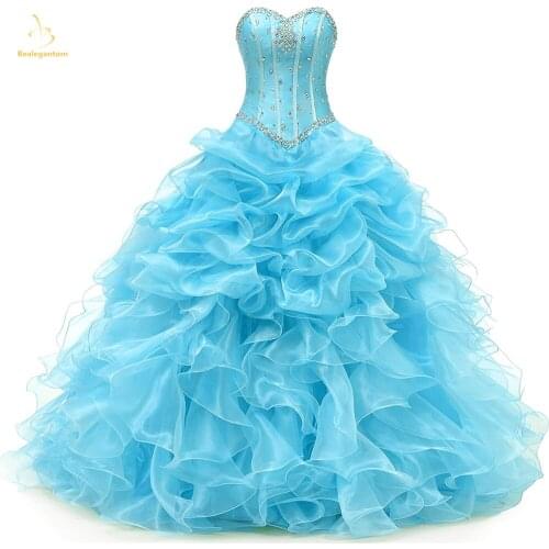 Bealegantom Mint Ball Gown Quinceanera Dresses 2021 Beaded Organza Lace Up Sweet 16 Dress Debutante Vestidos De 15 Anos QA1592