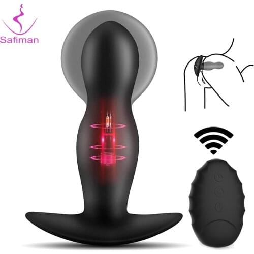 Wireless Remote Control Male Prostate Massager Inflatable Anal Dildo Vibrator Huge Butt Plug Anal Expansion Gay Sex Toys For Men