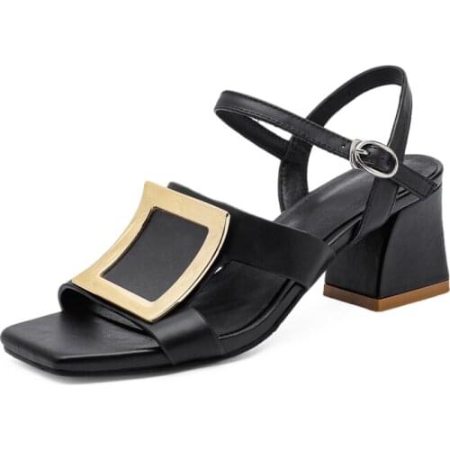 Big Size9 10 11 12 high heels sandals women shoes woman summer ladies Coarse-heeled buckled sandals