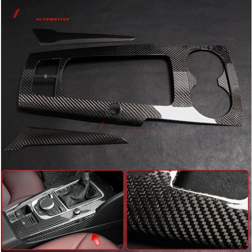 LHD Real Carbon Fiber Center Console Gear Shift Panel Trim Cover For Audi A3 S3 RS3 2014 2015 2016 2017 2018 Car Accessories