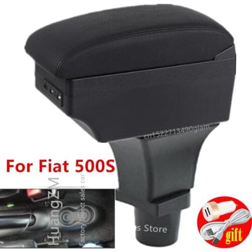 For Fiat 500S Armrest Box For Fiat 500 Center Storage box car accessories Interior with USB LED