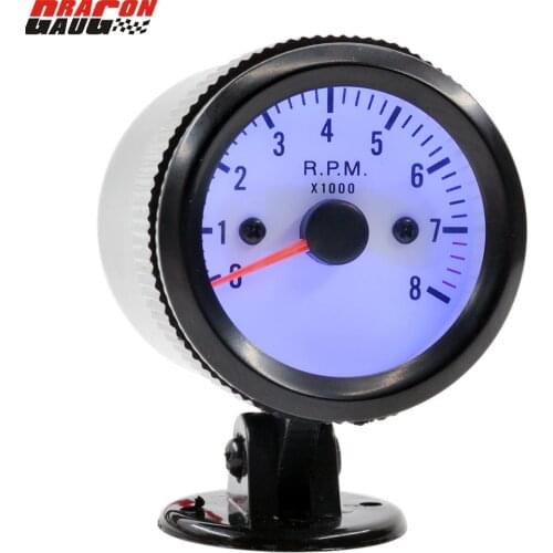 Dragon gauge 2 Inch black shell Blue Backlight Car Rev Counter Tachometer Pointer Gauge RPM Meter Gauge Free shipping