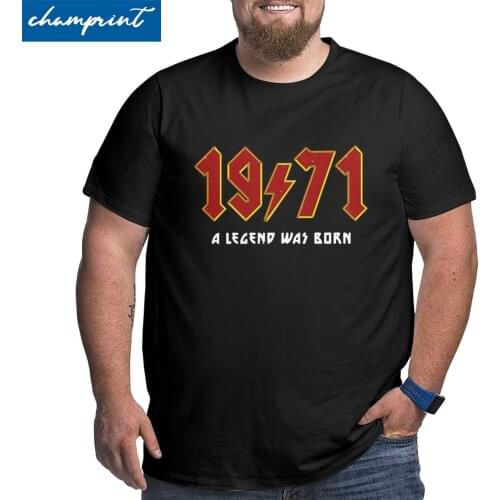 Retro Rock 1971 T-Shirts Men 50th Birthday T Shirt 50 Years Old Born in 1971 Big Tall Tee Shirt Plus Size Big Size 5XL 6XL Tops