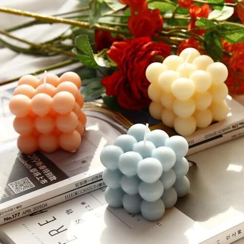 Ins Cube Bubble Candle Fruit Candle Home Decor Soy Wax Aromatherapy Bathing Candle Natural Scented Birthday Candle Gift Candle