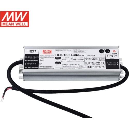 MEAN WELL LED Power Supply HLG-185H-48A 48V Adjustable LED driver 110V/220V AC to 48V DC 3.9A 187W waterproof IP65 Transformer