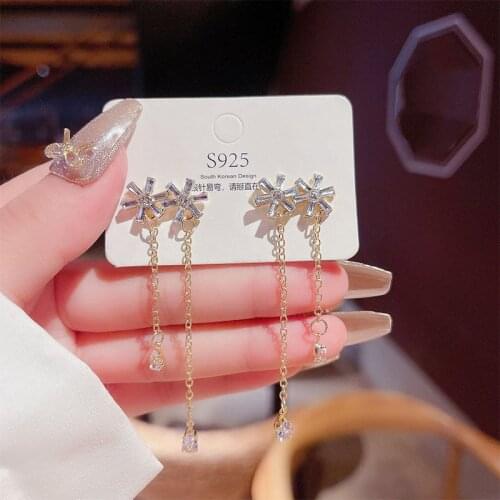 Trendy Korean Long Tassel Design Bohemia Earring Exquisite Drop Earring Wedding Bridal Jewelry