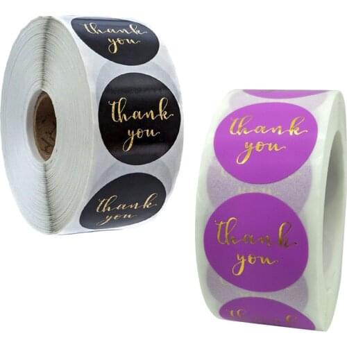 500pcs/roll Gold Foil Thank you Stickers 2.5cm Stickers For Handmade DIY Wedding Birthday Party Seal Stickers Decoraction