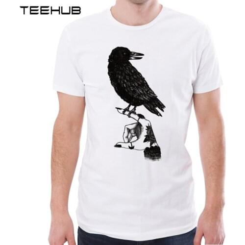 TEEHUB New Arrival 2019 Men Fashion Witch Crow Printed T-Shirt Short Sleeve Tee Hipster Cool Design Tops