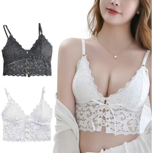 Sexy Women Underwear Lace Camis Vest Crop Women Ladies Lace Wireless Bra Lingerie Sexy V-Neck Underwear Female Bra