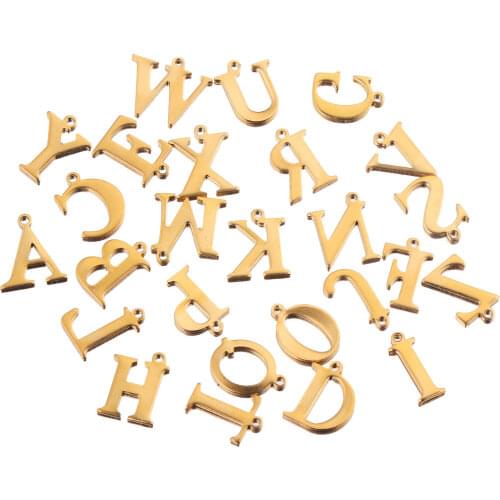 10pcs Lot Gold Stainless Steel A-Z 26 Letter Alphabet Charm Pendant Bracelets Necklace DIY Earring for Jewelry Making Wholesale