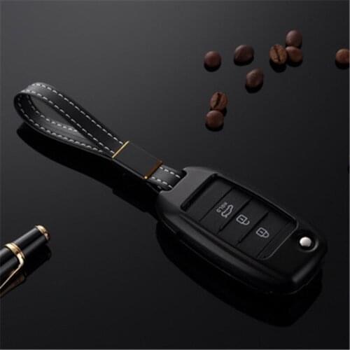 Folding Alloy car Key Case Leather Cover For KIA Carens Cerato Forte K2 K3 K5 Car Fob Cover holder