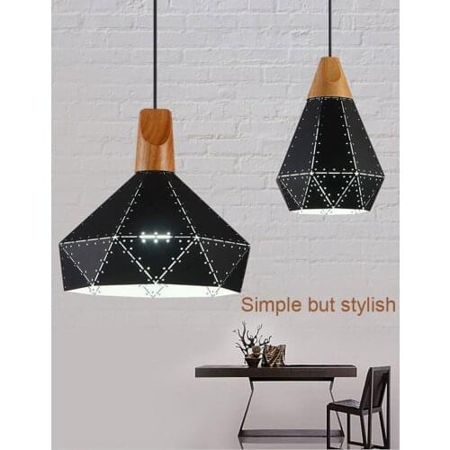 Modern Iron Solid Wood Lamp Led Pendant Lights For Diningroom Cafe Bar Restaurant Nordic Hanging Light