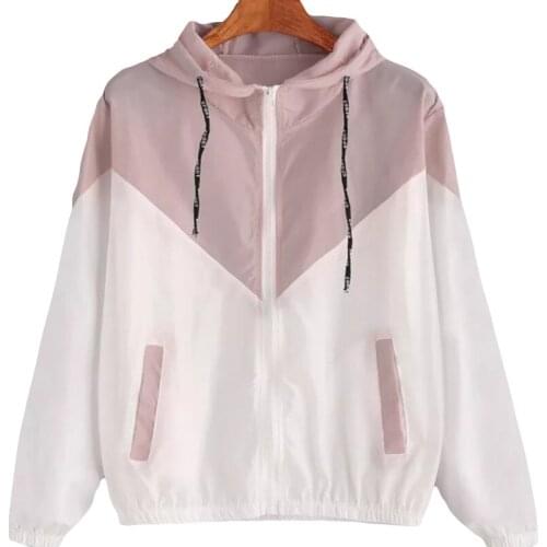 Fashion 2021 Autumn Quick Dry Womens Jackets Coats Windbreaker Sun Protection Patchwork Color Zipper Thin Summer Women Clothing