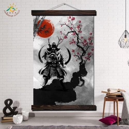 Japanese samurai Red Sun Modern Wall Art Print Pop Art Posters and Prints Scroll Canvas Painting wall pictures for living Room