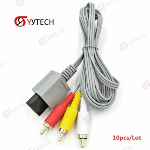 YYTECH 10pcs/Lot 1.8m Audio Video AV Composite 3 RCA Cable 480p Videos Output for Nintendo Wii Console
