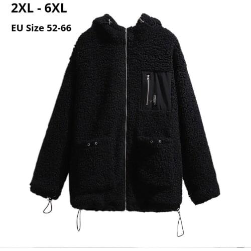 Plus Size 6XL 5XL 4XL 3XL Women Long Sleeves Autumn Winter Sweatshirts Femme Black Warm Coats Oversized Outwear Top For Mujers