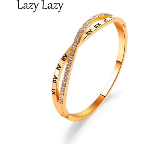 Women Bracelets Cross Rhinestone Digital Bracelet Fashion Roman Style Crystal Bracelets Bangles for Gifts Accessories