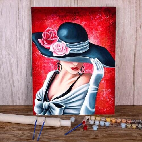 Woman Painting By Numbers Set Oil Paints 40*50 Boards By Numbers Loft Wall Picture Adults Drawing