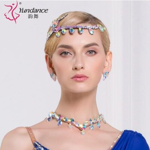 Lady New Modern Dance Headgear Girls National Standard Headpiece Latin Match Diamond Accessory Dancing Rhinestone Headwear B6591