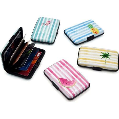 1pc Creative Anti-theft Flamingo Aluminum Card Holder Portable Coin Purse Business ID Credit Card Case Holder Office Accessories