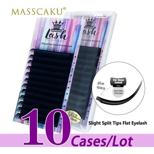 10case/lot Hot selling c/d curl ellipse flat false eyelashes extension flat mink cilia eyelashes soft matte mink ellipse eyelash