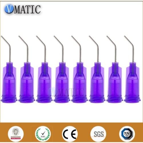 High Quality 100Pcs 21G Purple 0.5''Tubing 45 Degree Bend Bent Dispenser Needle Tips Blunt End Stainless Steel Needles 1/2 Inch