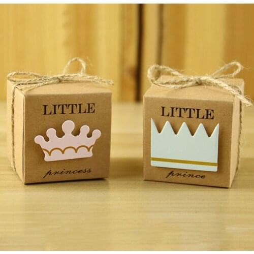 20pcs/lot Creative Princess Prince Sweet Box Simple Style Wedding Candy Box Baby Shower Birthday Party Favor Gift Box With Rope